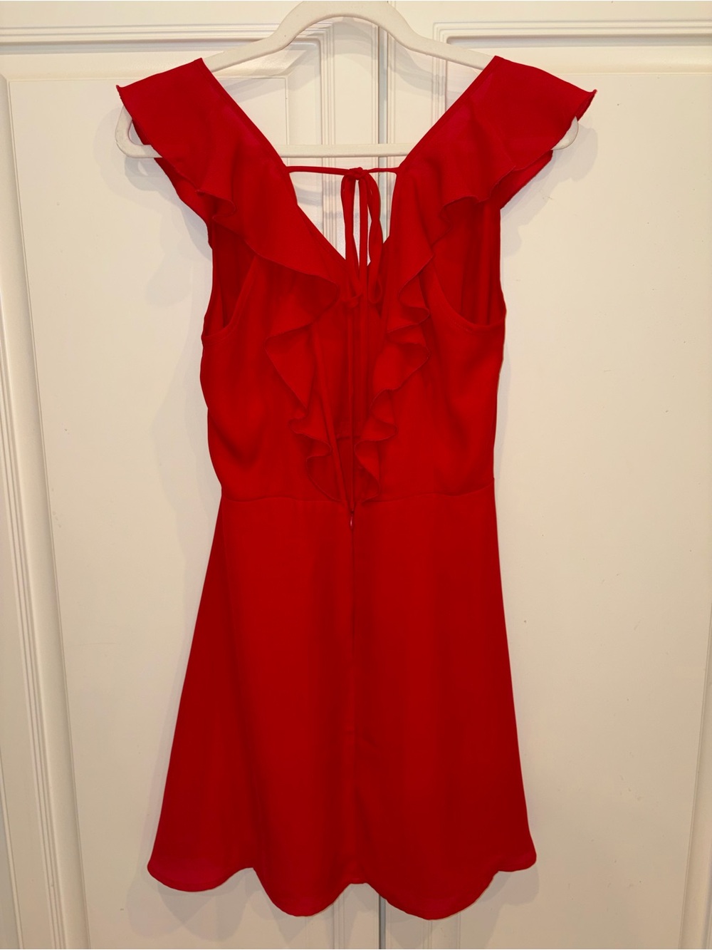 Altar'd State Red Ruffle V-Neck Mini Dress - Picture 2 of 4